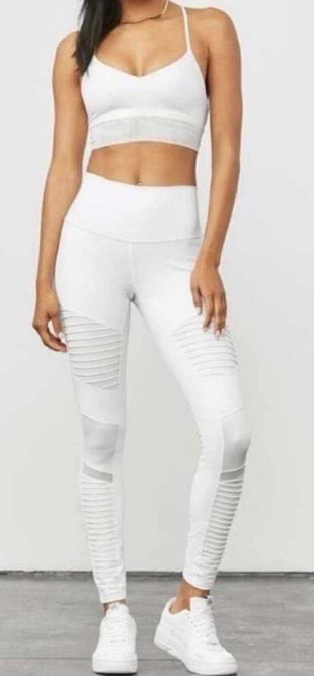 Alo Yoga Women's White Moto Leggings Small Active Athleisure